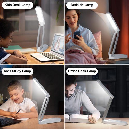 Giryuhd LED Desk Lamp - Rechargeable & Portable Light | 3 Brightness Levels for Home & Office (White)