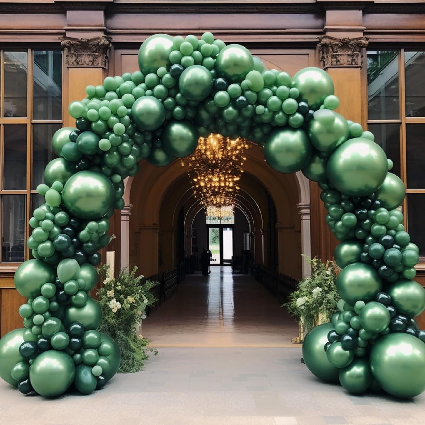 Metallic Green Balloon Garland Kit by [Brand Name] - 130PCS in Various Sizes for Birthday, Graduation, Baby Shower & Wedding Decor