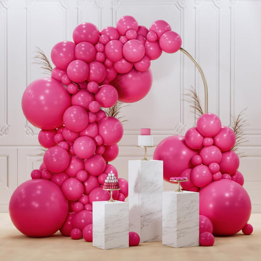 PartyWoo Hot Pink Balloon Arch Kit - 145 Pcs in Various Sizes for Baby Showers, Weddings & Birthdays