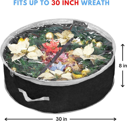 Primode Wreath Storage Bag 30" - Durable 600D Oxford Container with Clear Window for Easy Holiday Storage