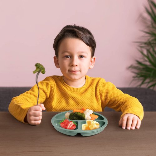 Eascrozn Suction Plates for Baby 3 pack, Stay Put Divided Toddler Plates, 100% Food Grade Silicone Baby Plates, BPA Free, Baby Feeding Supplies, Microwave & Dishwasher Safe