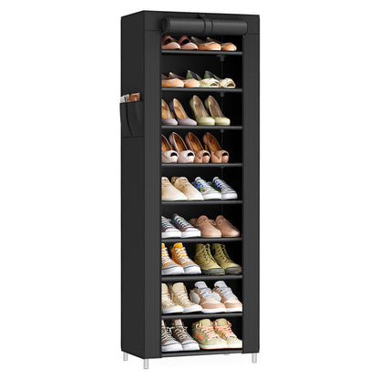 SONGMICS 10-Tier Shoe Rack, Shoe Storage Cabinet with Dustproof Cover, Free-Standing Storage Organizer for Closet, Entryway, Hold 20 Pairs of Shoes, for Sneakers, High Heels, Black URXJ034BH01