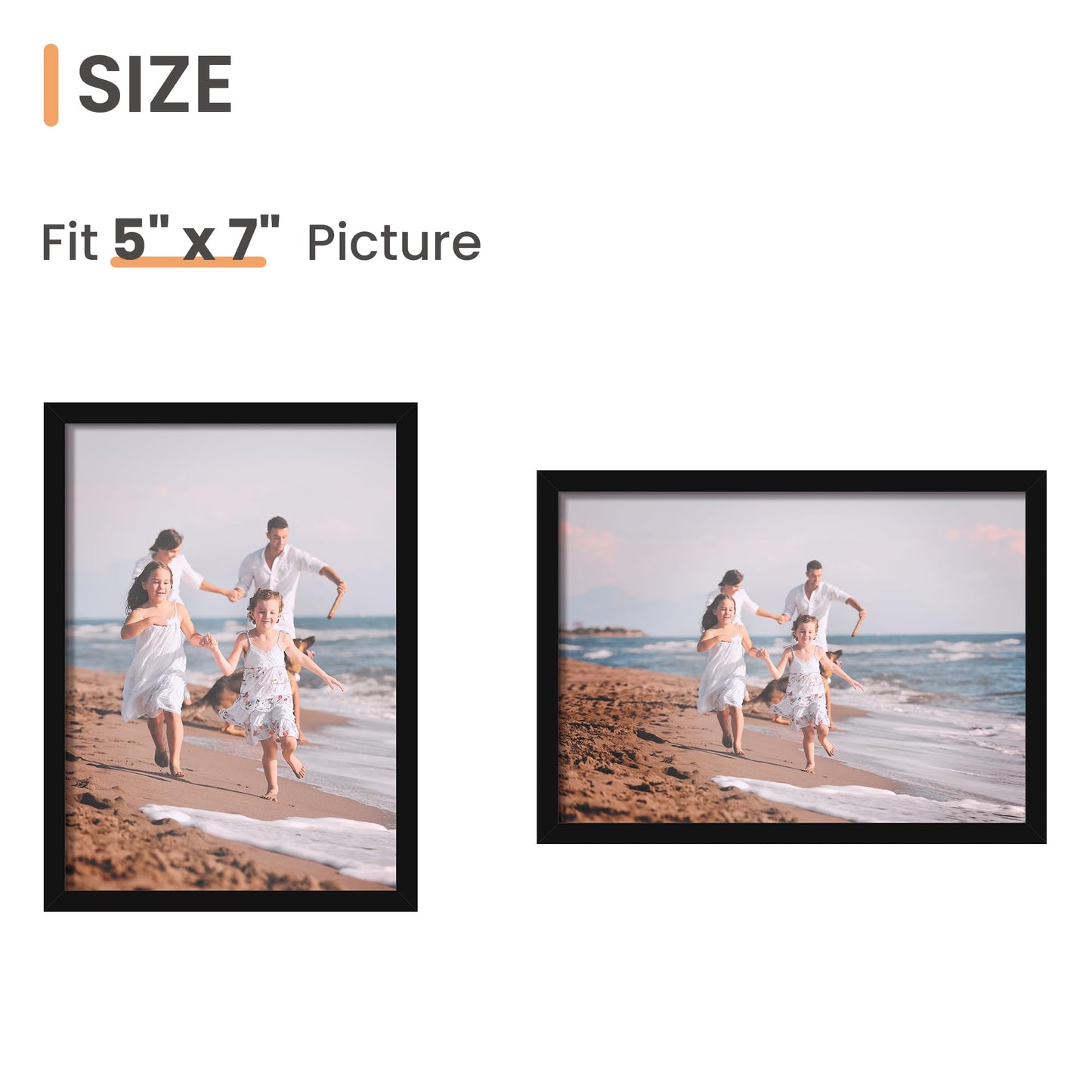 upsimples 5x7 Picture Frame Set of 3, Made of High Definition Glass for 5 x 7 Black Frames, Wall and Tabletop Display Thin Border Photo Frame for Home Décor