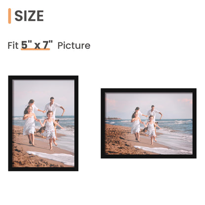 upsimples 5x7 Picture Frame Set of 3, Made of High Definition Glass for 5 x 7 Black Frames, Wall and Tabletop Display Thin Border Photo Frame for Home Décor