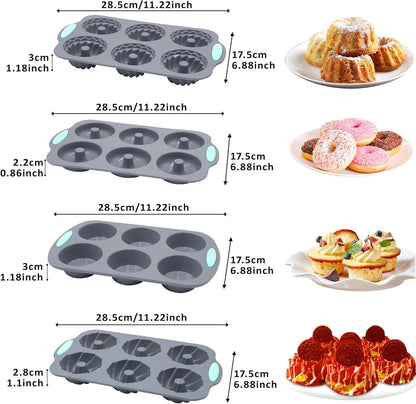 Tongjude Silicone Donut Pans - 8 Nonstick Baking Molds | Heat Resistant & Dishwasher Safe, Grey