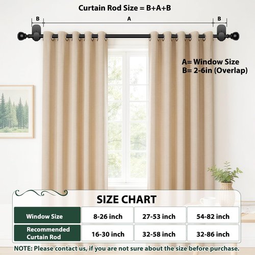 Black No Drill Curtain Rods for Windows 48 to 84 Inches, USFOOK 5/8 Inch Curtain Rods No Drilling with 3M Adhesive Holders, Adhesive Drapery Rod with Round Finials