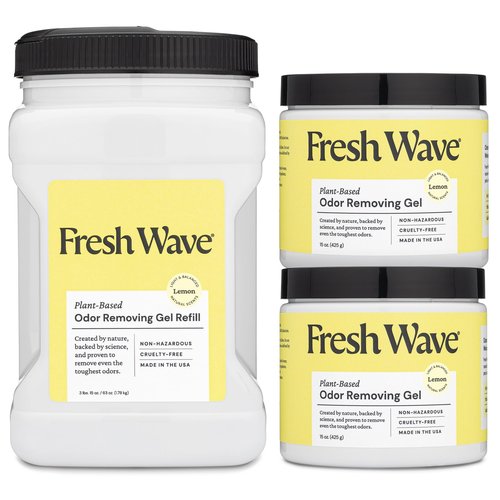 Fresh Wave Lemon Odor Removing Gels Bundle: 2-Pack 15 oz. Gel & 63 oz. Refill