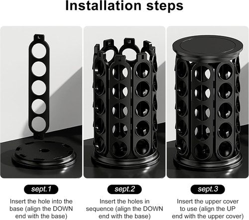 CEHNCEH K Cup Holder - 360-Degree Coffee Pod Carousel Organizer for 40 Keurig K-Cup Pods | Black