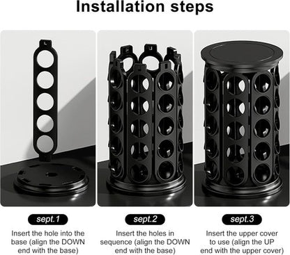 CEHNCEH K Cup Holder - 360-Degree Coffee Pod Carousel Organizer for 40 Keurig K-Cup Pods | Black