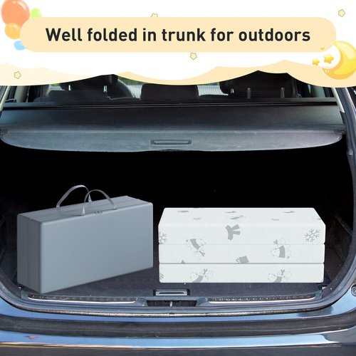 pareler bear 3"x26"x38" Trifold Mattress Topper, Waterproof Breathable Soft Removable Cover, Portable Mattress Pad with Carry Bag for Indoor & Outdoor Use, High Density Medium Firm Foam