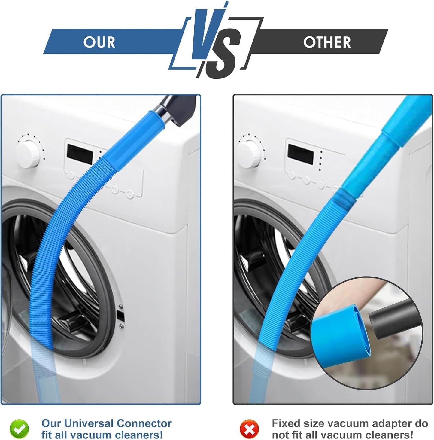 PetOde Dryer Vent Cleaner Kit - Flexible Lint Vacuum Attachment for Most Vacuums | Blue