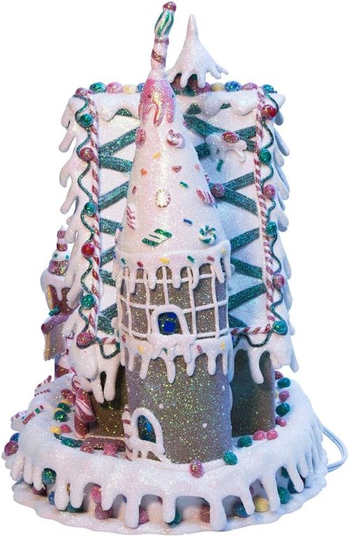 Kurt Adler Gingerbread Inn | 13-Inch Claydough Decoration with C7 Bulb for Festive Cheer