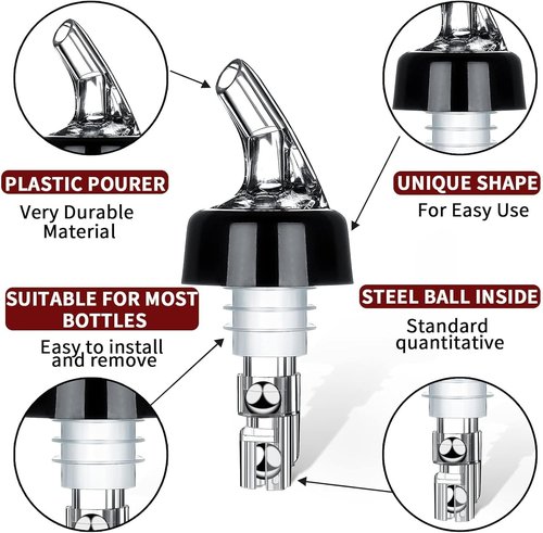 Automatic Measured Bottle Pourer - Quick Shot Spirit Measure Pourer Drinks Wine Cocktail Dispenser Home Bar Tools - 1oz/30ml (12 pack)
