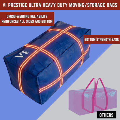 Moving Bags Heavy Duty - Ultra Reinforced Waterproof Canvas Storage Bins | Set of 5 Extra Large Tote Bags