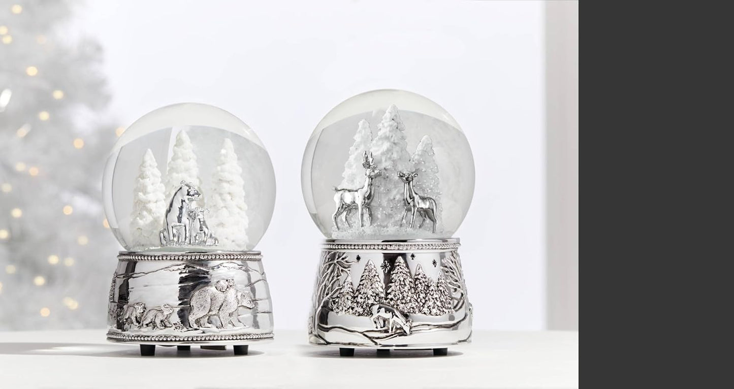 Reed And Barton Musical Snow Globe - North Pole Bound Polar Bears | Silver-Plated Winter Decor