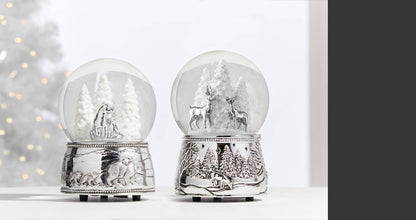 Reed And Barton Musical Snow Globe - North Pole Bound Polar Bears | Silver-Plated Winter Decor