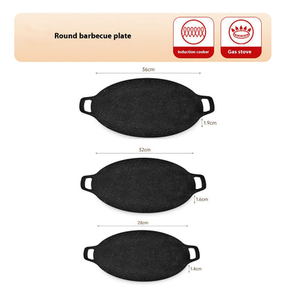 Non Stick Round Baking Pan, Korean Grill Pan, Korean Grill Pan for Indoor Cooking, Multifunctional Frying and Baking Pan for Meats, Pancakes, Ribs (28cm/11in)