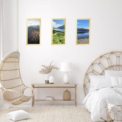 JCJMY 8x17 Picture Frame Gold for Poster Photo Picture, Horizontal and Vertical Formats for Wall Hanging, 8 x 17 Wall Gallery Poster Photo Frame for 8 by 17 Photos Posters, Gold