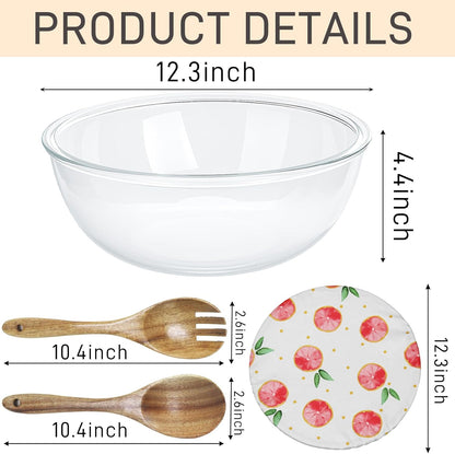 Skiennix 6.5 Quart Glass Bowl with Lid - Perfect for Sourdough Bread Making & Salad Prep | 12.3 Inch Clear Design