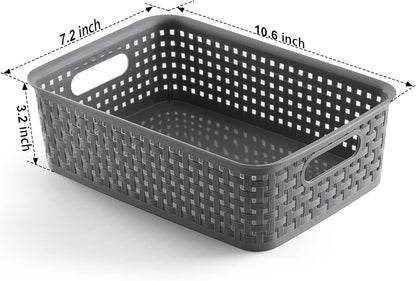 Skiennix Plastic Storage Baskets - 12 Pack Small Organizers for Pantry, Laundry, and Bathroom Use