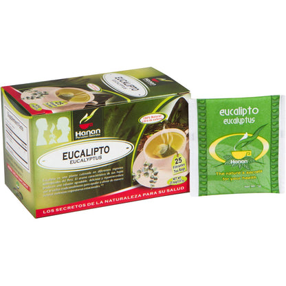 Hanan Eucalyptus 25 Tea Bags - Eucalipto Herbal Tea - Dried Eucalyptus Leaves from Peru - Fresh Floral Taste No Seeds Stems or Branches