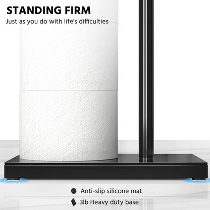 CISILY Black Toilet Paper Holder Stand - Free Standing Design with Storage Shelf | Bathroom Essential