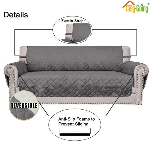 Easy-Going Oversized Chair Sofa Slipcover Reversible Sofa Cover Water Resistant Couch Cover Furniture Protector Cover with Elastic Straps for Pets Dog (Oversized Chair, Gray/Ivory)