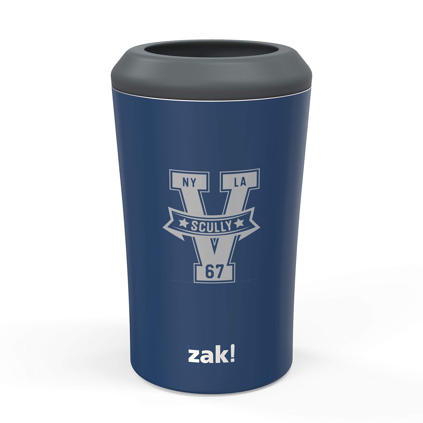 Zak Designs Bottle, 12 oz 18/8 SS Vacuum Insulated Stainless Steel, 4-in-1 Use and for Cold Drinks, Non BPA, Vin Scully Can cooler