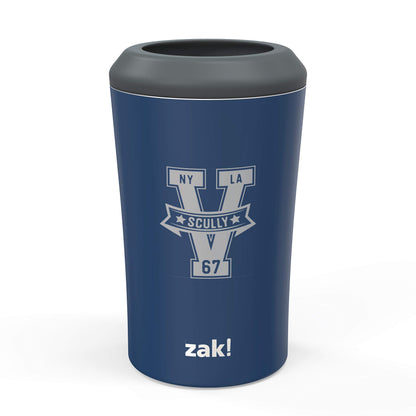 Zak Designs Bottle, 12 oz 18/8 SS Vacuum Insulated Stainless Steel, 4-in-1 Use and for Cold Drinks, Non BPA, Vin Scully Can cooler