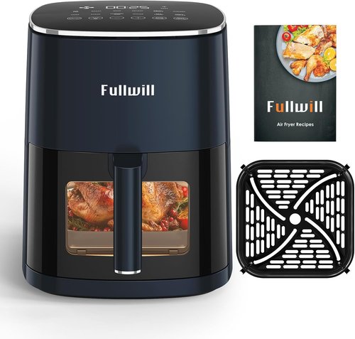 Fullwill 6QT Air Fryer - 12-in-1 Multi-Function Cooking with Viewing Window & Nonstick Basket - Blue