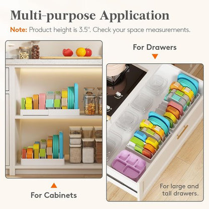 Lifewit Kitchen Cabinet Organizer - Adjustable Lid Holder with 6 Dividers | Large 13" x 10" for Pantry Storage