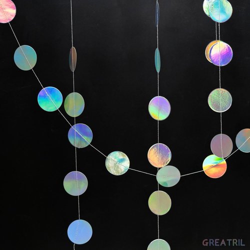 GREATRIL Iridescent Party Dots Garland - Round Shape Decoration for Birthdays & Anniversaries - 4 Strings