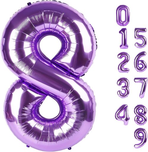 40 Inch Purple Number 8 Balloon | Perfect for 8th Birthday Parties, Weddings & Graduations