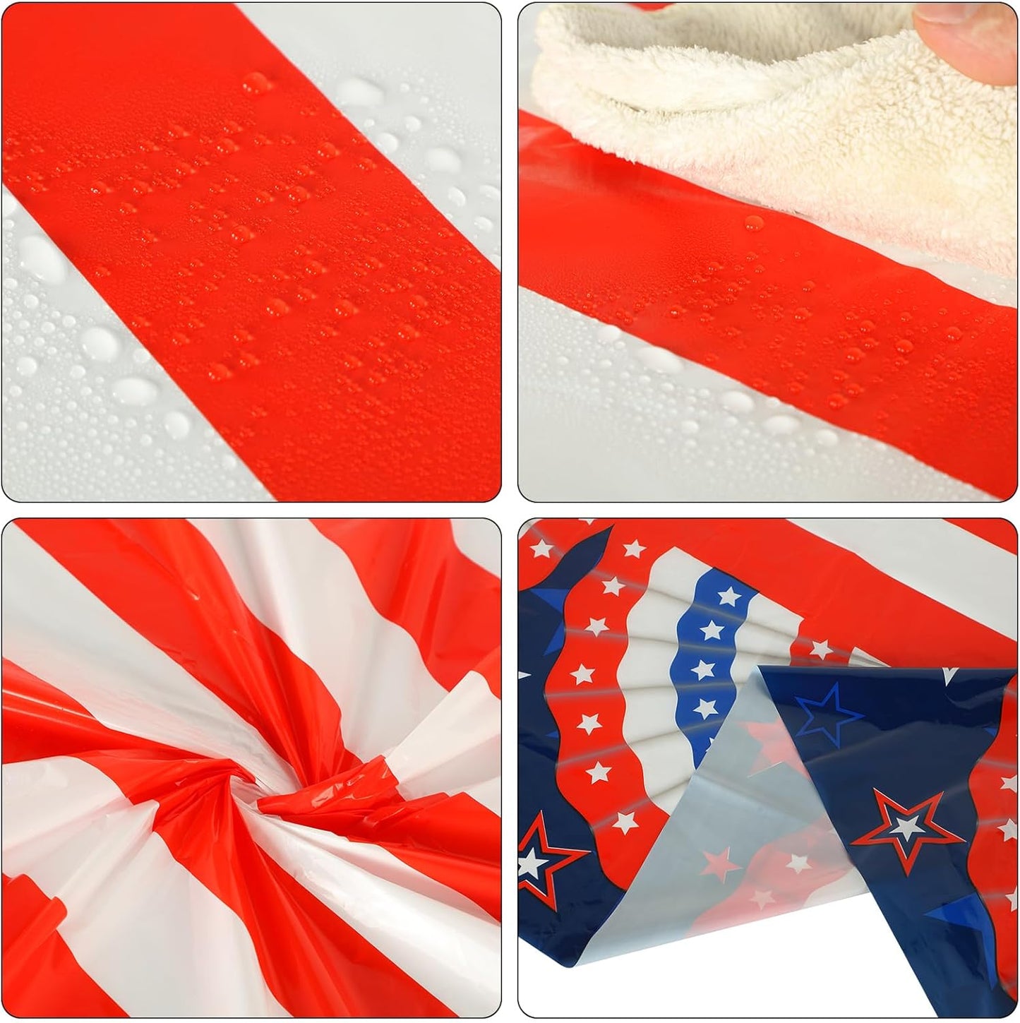 Oudain Patriotic Tablecloths - 6 Pcs 54" x 108" Disposable Red, Blue & White for 4th of July Decor
