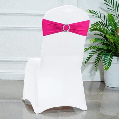 MDS Spandex Chair Sashes - Premium Stretch Covers with Buckle Slider for Weddings & Events | Pack of 10 - Magenta