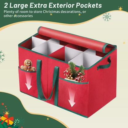 EverMerry Nutcracker Storage Box - Large Organizer for 8 Holiday Figurines | Red, 15 Inches