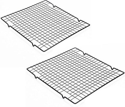 Line Roasting Cooling Racks - High Strength Stainless Steel Grill Racks for Baking & BBQ | 10.6" x 9.8" (2 Pcs)