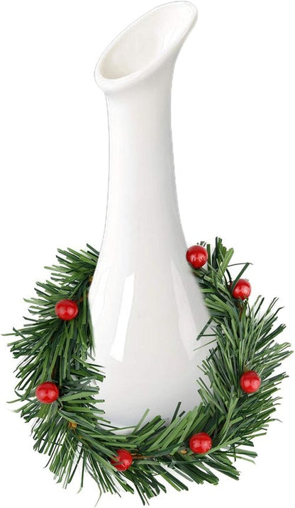 Lystaii Christmas Candle Rings - 10pcs Red Artificial Berry & Grass Mini Wreaths for Holiday Decor | Medium Size