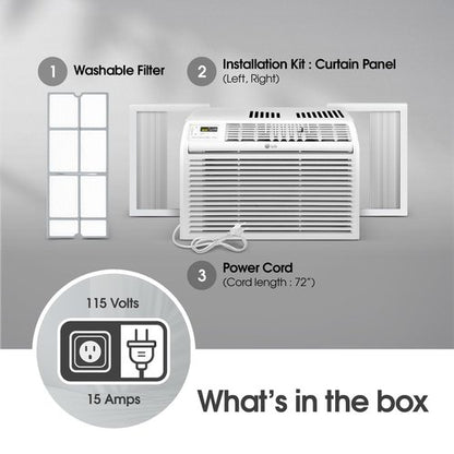 LG 6,000 BTU Window Air Conditioner, 115V, Cools 250 Sq.Ft. for Bedroom, Den, Living Room, Quiet Operation, with Remote, 2 Cooling & Fan Speeds, 2-Way Air Deflection, Auto Restart, White