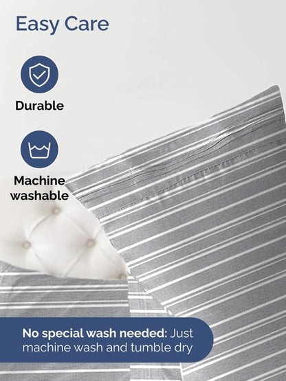 Extra Deep Twin XL Fitted Sheet - Hotel Luxury Single Fitted Sheet Only - Easily Fits 18 inch to 24 inch Mattress - Ultra Soft, Wrinkle Free w/Extra Deep Pockets - Breathable & Comfy - Grey Stripes
