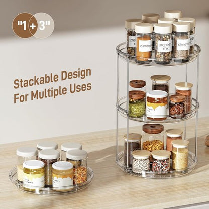 LAMU 2 Pack Lazy Susan Turntable Organizer - 9.25'' Rotating Spice Rack for Kitchen & Bathroom