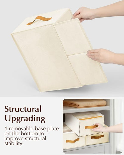 Homsorout Clothes Organizers - Foldable Fabric Jeans Organizer with Handles | 6 Pack, Beige