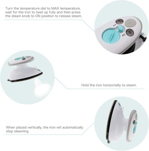 IIMII Mini Travel Steam Iron - Dual Voltage 420W, Fast Heating, Non-Stick Soleplate | Compact Design for Quilting & Sewing