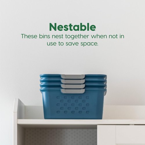 IRIS USA Plastic Storage Basket - Medium 6-Pack | Eco-Friendly Organizer for Pantry, Closet & Laundry Room