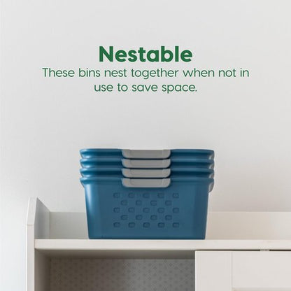 IRIS USA Plastic Storage Basket - Medium 6-Pack | Eco-Friendly Organizer for Pantry, Closet & Laundry Room