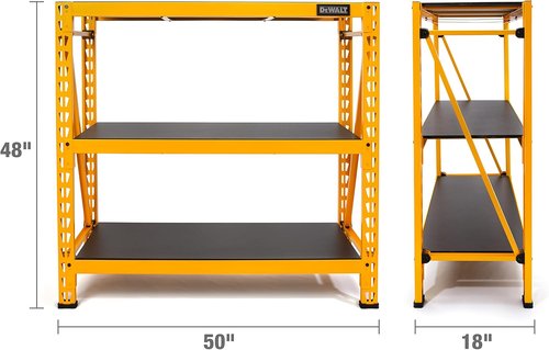 DEWALT Heavy-Duty 4-Foot Industrial Storage Rack - 3 Shelves, Steel Uprights, 4,500 lb Capacity