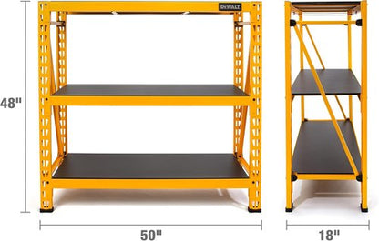 DEWALT Heavy-Duty 4-Foot Industrial Storage Rack - 3 Shelves, Steel Uprights, 4,500 lb Capacity