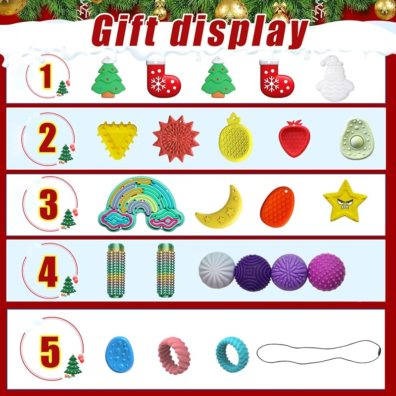 Advent Calendar Fidget Toys Set - 24 Day Sensory Stone for Kids & Adults, Stress Relief