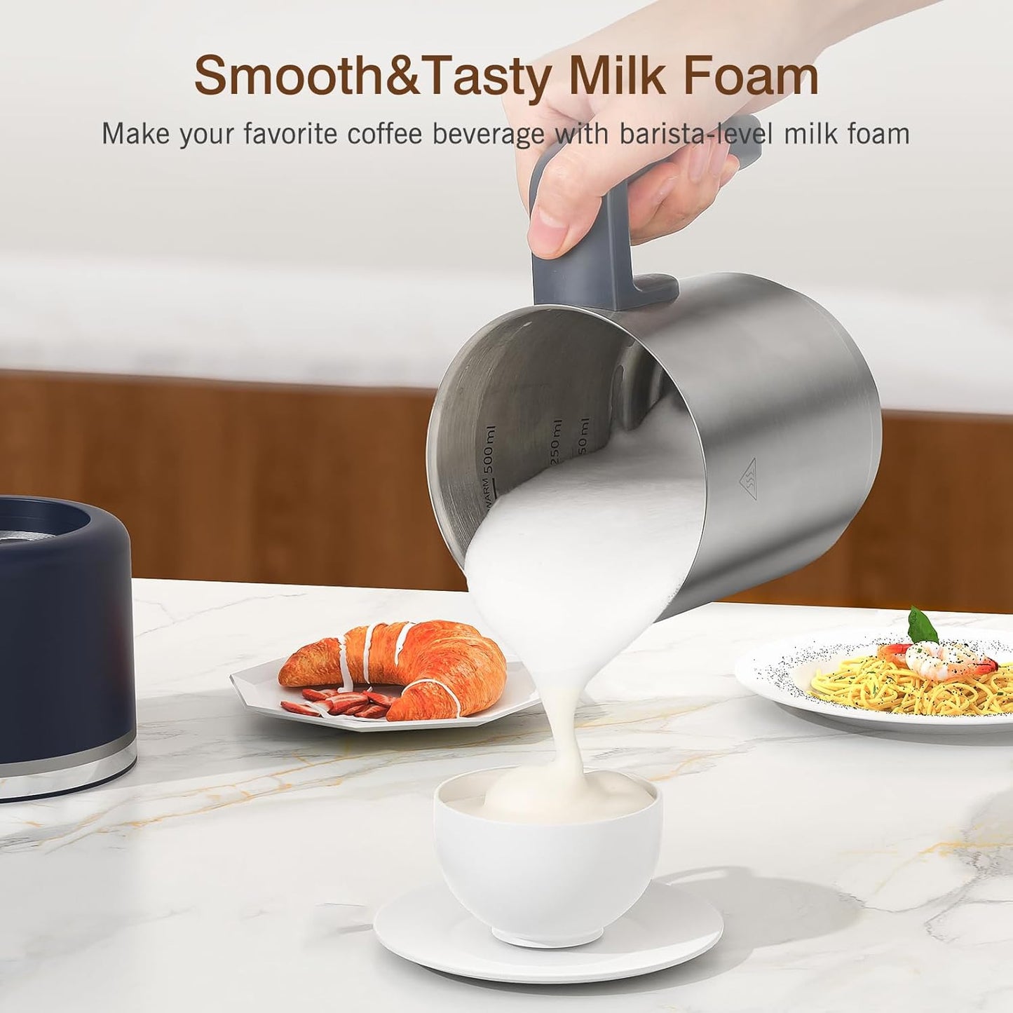 SIMPLETASTE Electric Milk Frother - 4 in 1 Automatic Steamer for Coffee & Lattes | 16.91oz Capacity