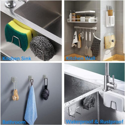 LYART Premium Sink Sponge Holder - 4Pcs SUS304 Stainless Steel, Waterproof & Rustproof, Quick Drying